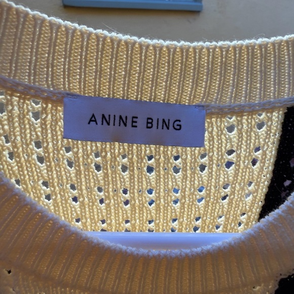 Anine Bing Lanie Knit Cream and Black Mini Dress - Picture 6 of 6